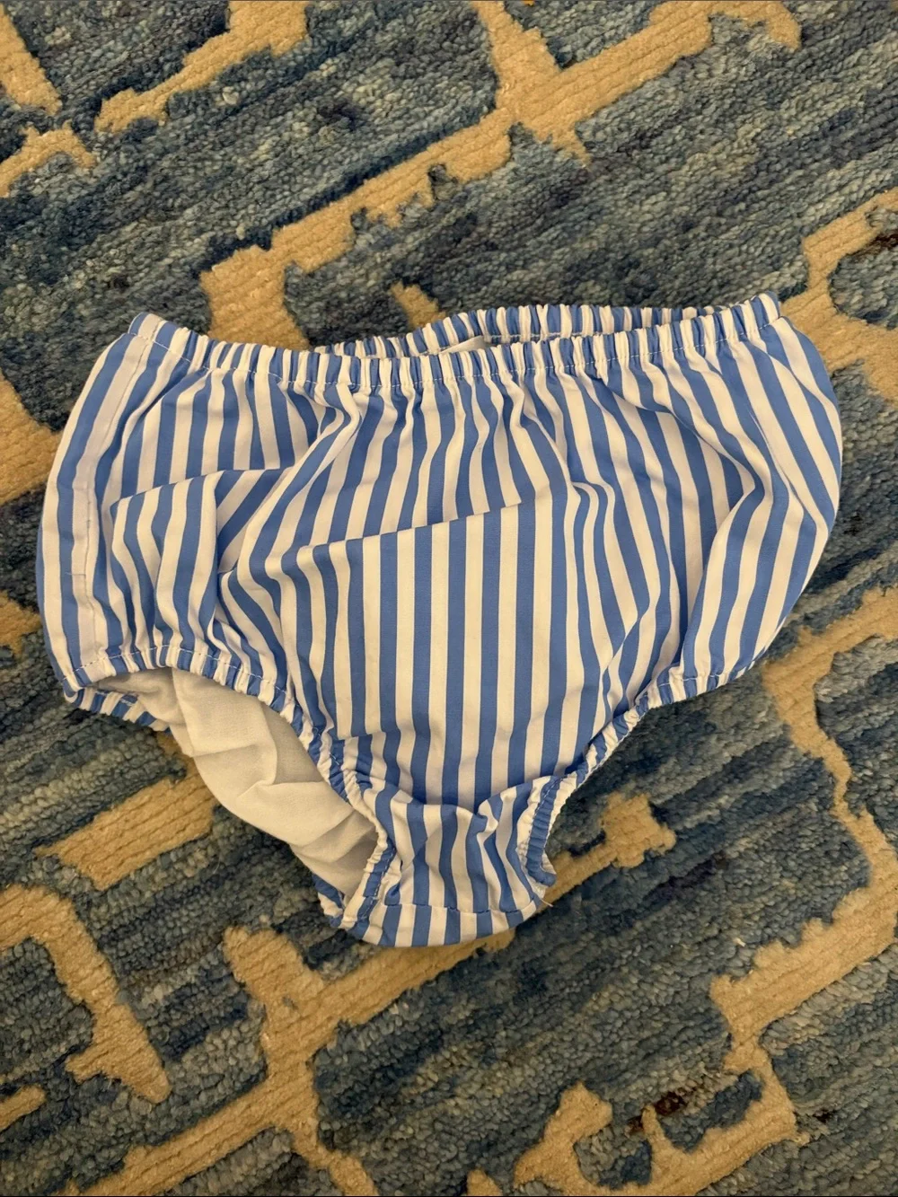 Ralph Lauren Blue & White Striped Smocked Peter Pan Collar Dress